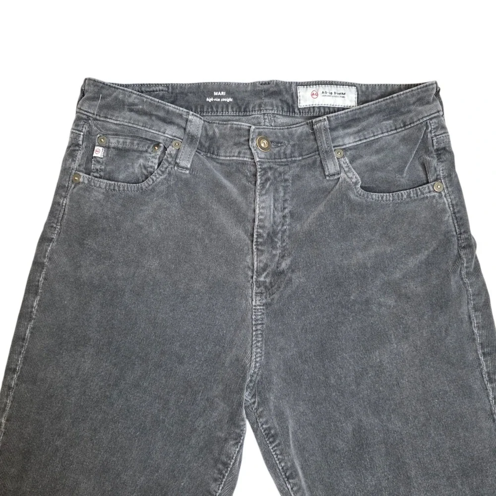 AG Adriano Goldschmied Mari High Rise Straight Corduroy Pants Womens 30R Gray